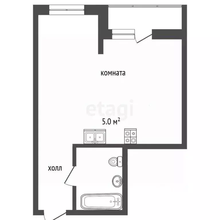 Студия Ростовская область, Аксай ул. Александра Невского, 2к2 (32.0 м) - Фото 2
