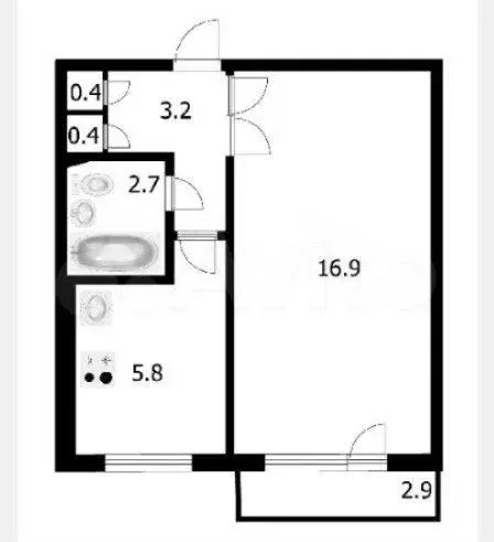1-к. квартира, 29,7 м, 3/9 эт. - Фото 0