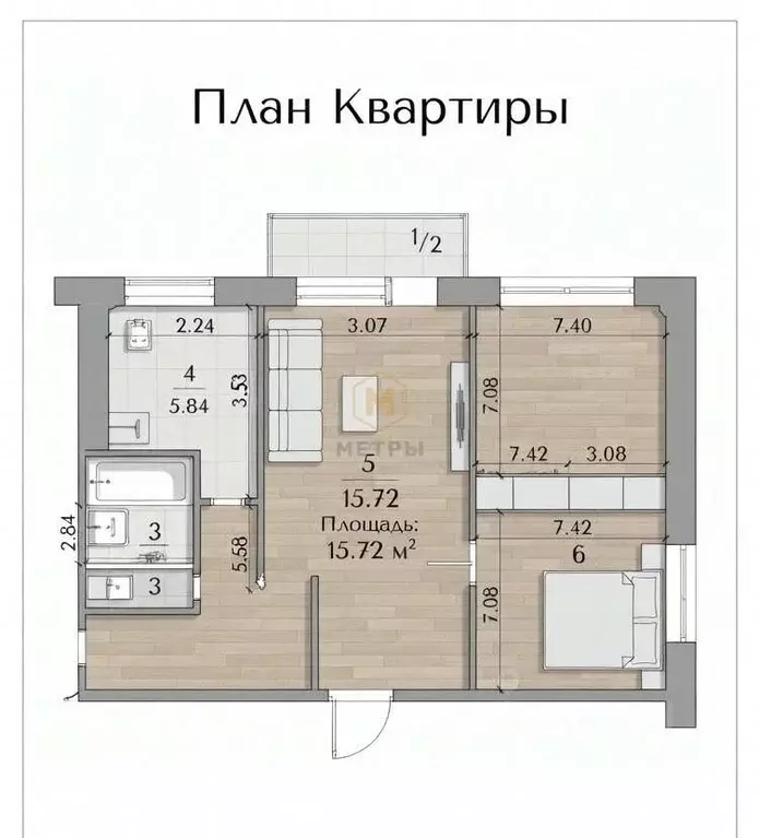 3-к кв. Белгородская область, Белгород ул. Костюкова, 4 (46.0 м) - Фото 2