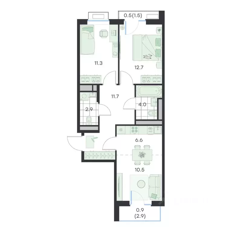 3-к кв. Московская область, Раменское G3 Михалевич жилой комплекс ... - Фото 1