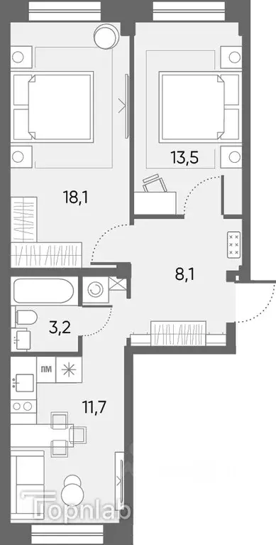 2-к кв. Архангельская область, Архангельск Никольский просп., 77 (56.9 ... - Фото 2