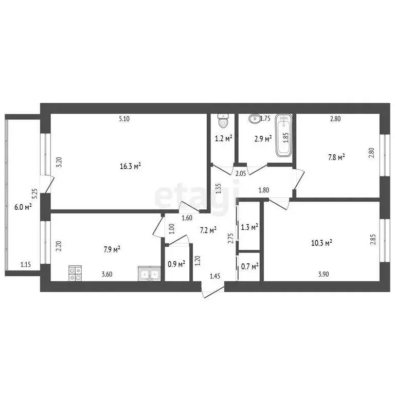 3-комнатная квартира: Тюменская область, Ярковский муниципальный ... - Фото 1