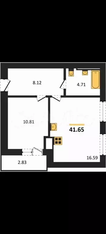 1-к. квартира, 43,1 м, 7/8 эт. - Фото 1