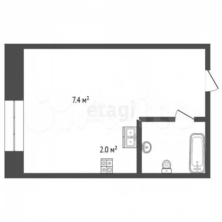 1-к. квартира, 12,1 м, 3/5 эт. - Фото 0
