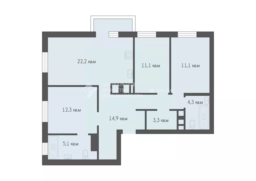 3-к кв. Рязанская область, Рязань ул. Брестская, 5 (83.3 м) - Фото 2