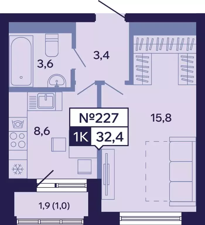 1-комнатная квартира: Якутск, Новопортовская улица, 1Д (32.4 м) - Фото 1