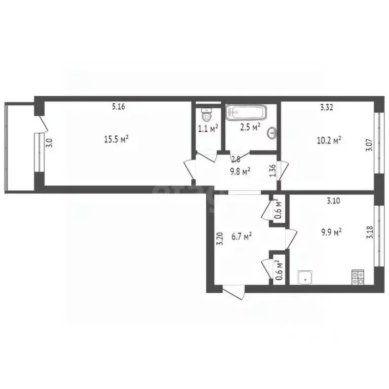 2-к кв. Забайкальский край, Чита Инструментальная ул., 6 (50.7 м) - Фото 2