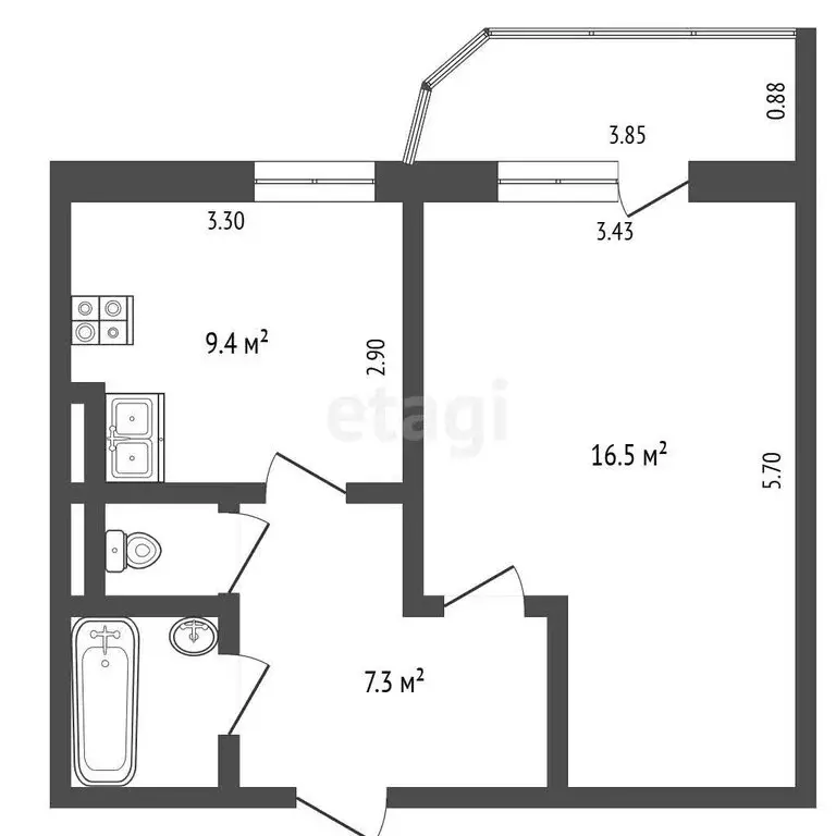 1-комнатная квартира: Омск, Машиностроительная улица, 5/1 (37 м) - Фото 1