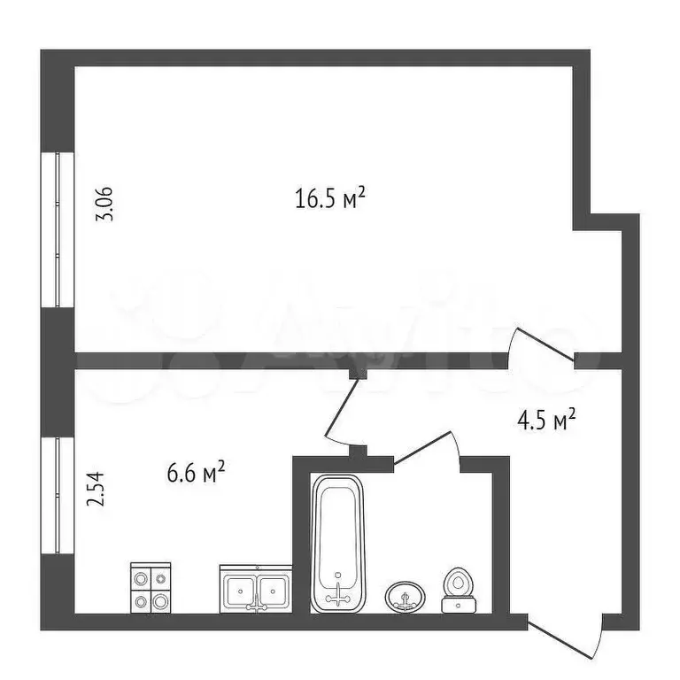 1-к. квартира, 30 м, 1/5 эт. - Фото 0