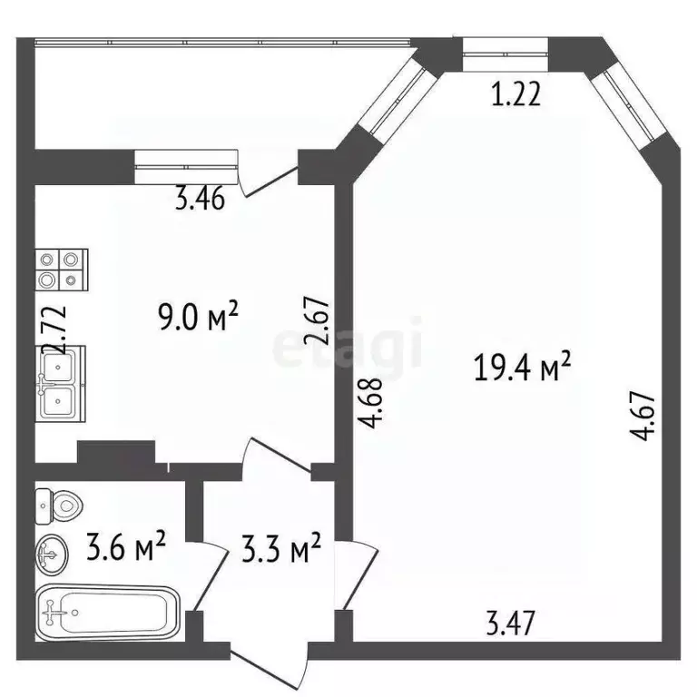 1-к кв. Орловская область, Орел ул. Картукова, 11 (35.3 м) - Фото 2