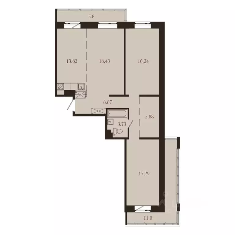 3-к кв. Иркутская область, Иркутск Советская ул., 115/1 (99.56 м) - Фото 1