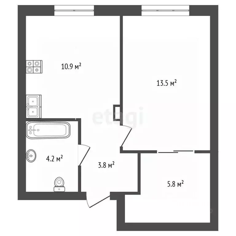 1-к кв. Тюменская область, Тюмень ул. Республики, 204к11 (38.2 м) - Фото 2