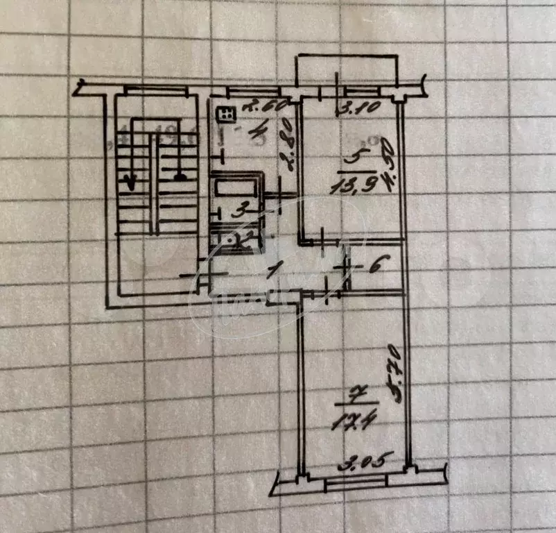 2-к. квартира, 49,6 м, 5/5 эт. - Фото 0