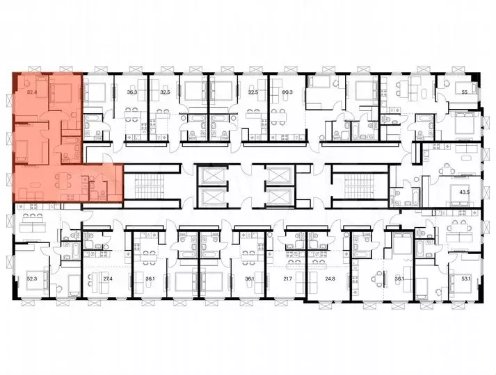 3-к. квартира, 82,4м, 24/24эт. - Фото 1