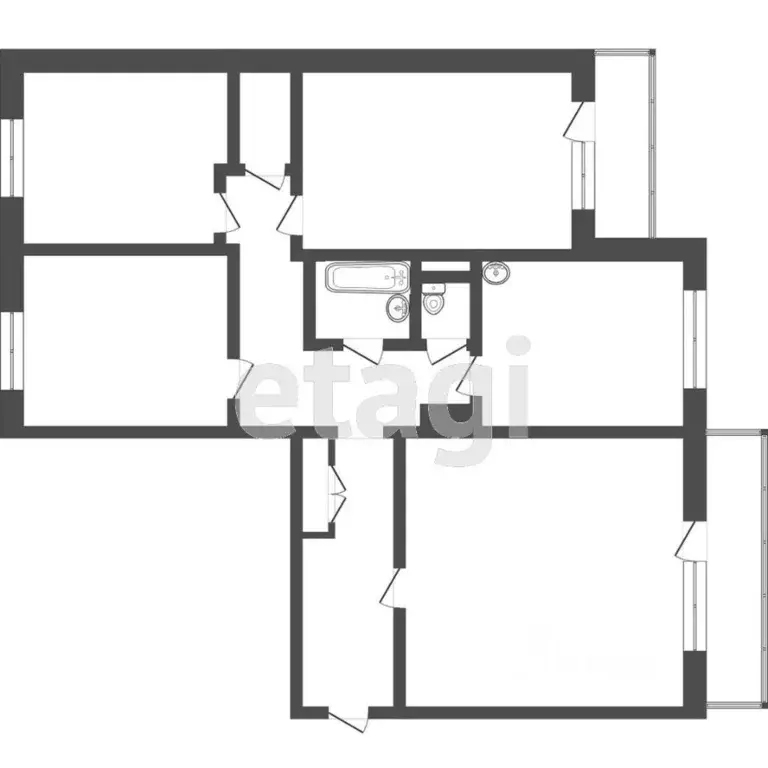 4-к кв. Томская область, Северск ул. Калинина, 96 (75.8 м) - Фото 0