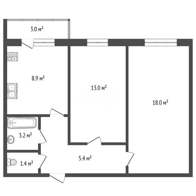 2-комнатная квартира: Стерлитамак, улица Суворова, 6 (50 м) - Фото 1