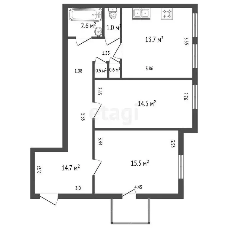 2-комнатная квартира: Санкт-Петербург, Таврическая улица, 27 (63 м) - Фото 1