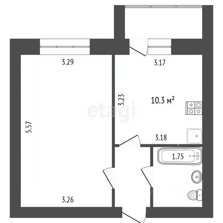 1-к кв. Тамбовская область, Тамбов городской округ, с. Бокино пер. ... - Фото 2