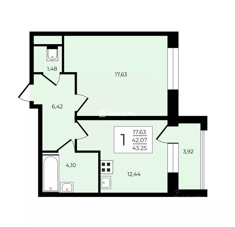 1-к кв. Санкт-Петербург Парашютная ул., 71к2 (42.4 м) - Фото 2