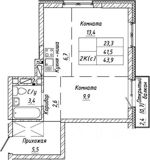 2-к кв. Новосибирская область, Новосибирск Тульская ул., 74 (43.2 м) - Фото 1
