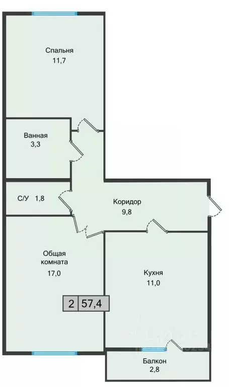 2-к кв. ставропольский край, железноводск (57.4 м) - Фото 0