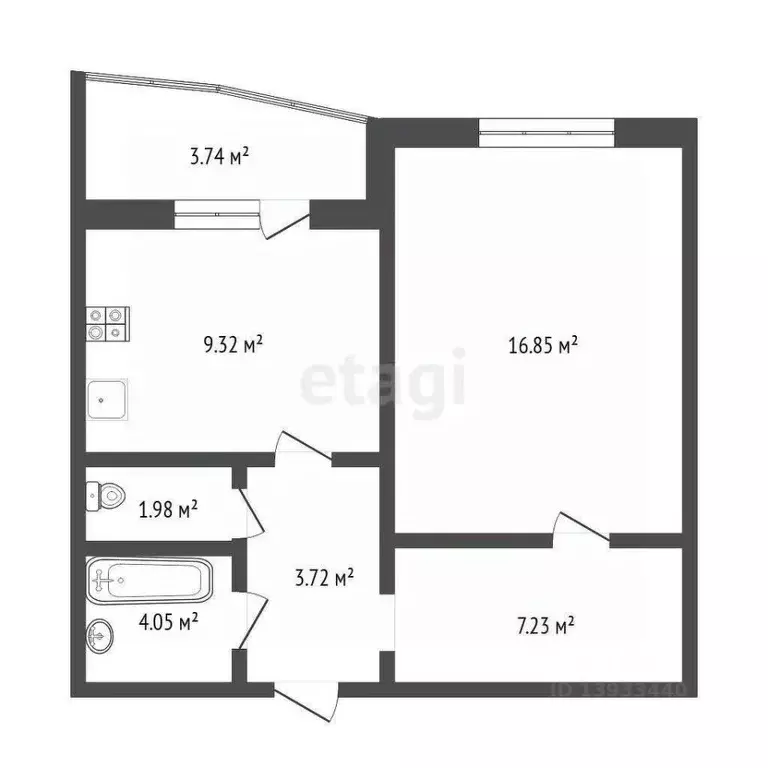 1-к кв. Тюменская область, Тюмень Широтная ул., 190к4 (42.9 м) - Фото 2