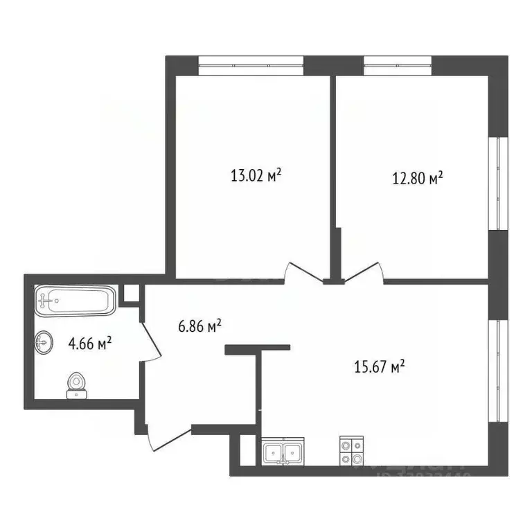 3-к кв. Тюменская область, Тюмень ул. Новоселов, 92 (53.01 м) - Фото 1