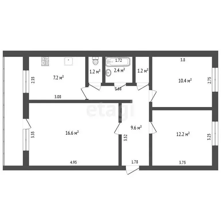 3-комнатная квартира: Саранск, Мордовская улица, 35к201 (64 м) - Фото 1