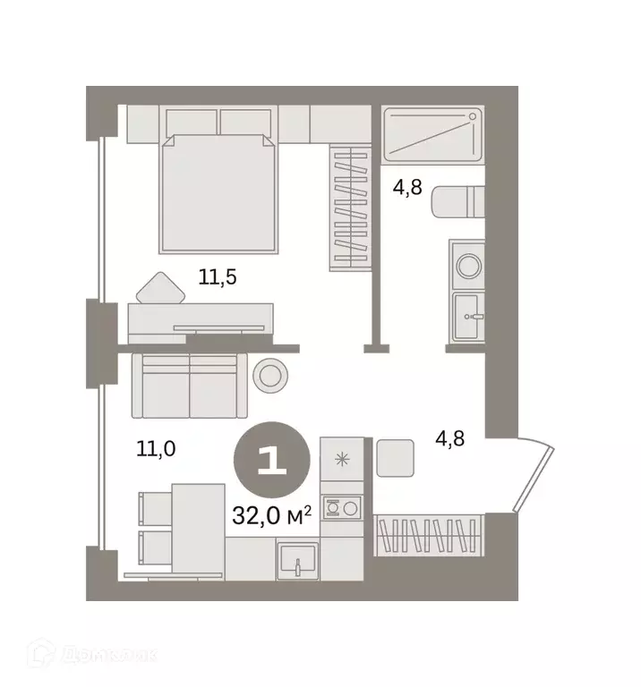 Продаётся 1-к квартира, 32 м - Фото 0