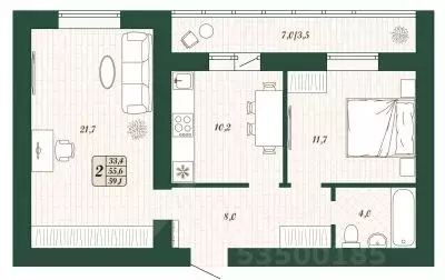 2-к кв. Самарская область, Волжский район, Смышляевка городское ... - Фото 1