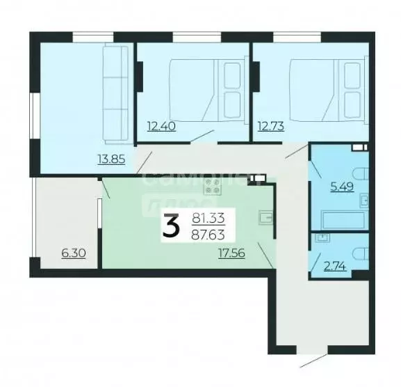 3-комнатная квартира: Липецк, улица Нестерова, 9 (87.54 м) - Фото 1