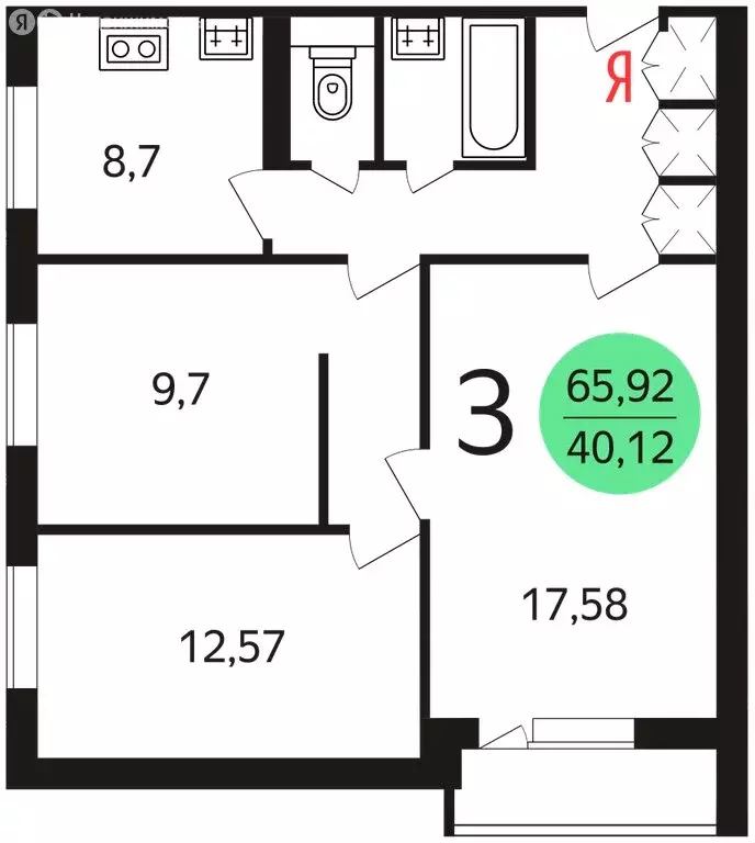 3-комнатная квартира: Москва, улица Малыгина, 18к2 (70 м) - Фото 0