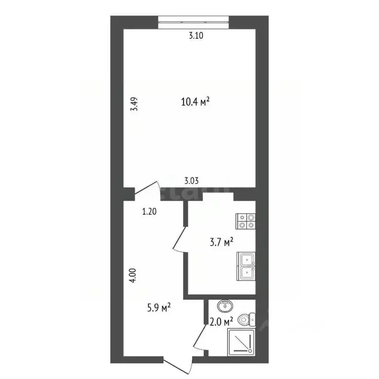1-к кв. Крым, Ялта ул. Кирова, 57Б (22.0 м) - Фото 1