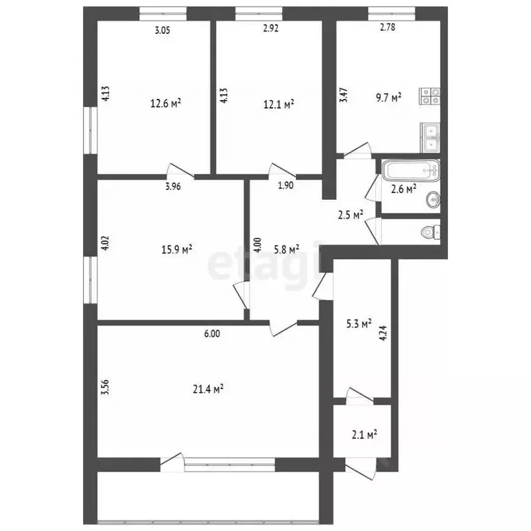 4-к кв. Калужская область, пос. Бабынино ул. Зеленая, 1 (99.2 м) - Фото 1