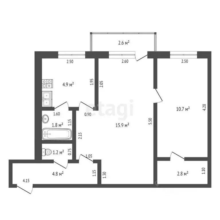 2-к кв. Тюменская область, Ишим ул. Суворова (42.1 м) - Фото 1