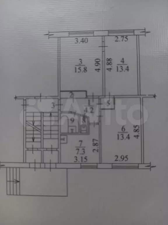 3-к. квартира, 58,8 м, 1/5 эт. - Фото 0