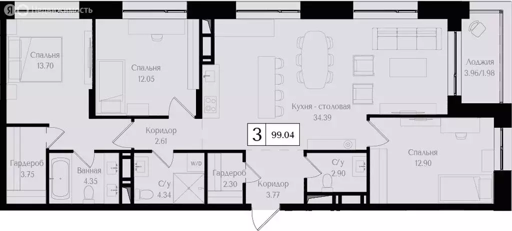 3-комнатная квартира: Москва, жилой комплекс Преображенская Площадь ... - Фото 0