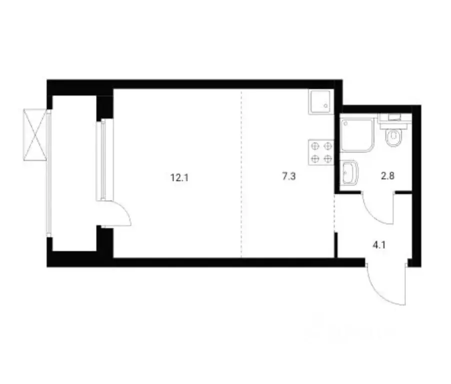 Студия Санкт-Петербург ш. Суздальское, 30к2с1 (26.0 м) - Фото 2