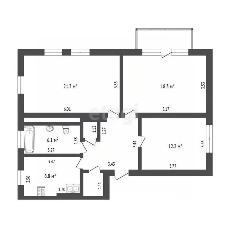 3-к кв. Тюменская область, Тюмень ул. Чернышевского, 2В (81.1 м) - Фото 1