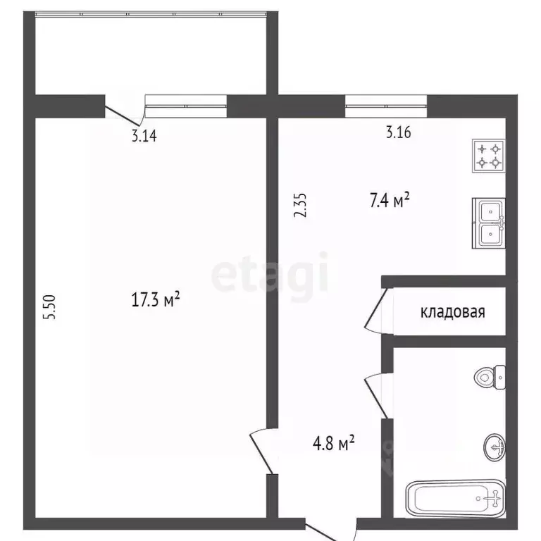 1-к кв. Ямало-Ненецкий АО, Ноябрьск Холмогорская ул., 80/28 (33.7 м) - Фото 0