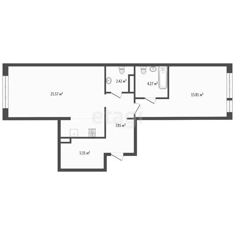 1-комнатная квартира: Тюмень, улица 50 лет Октября, 63Г (61.23 м) - Фото 1