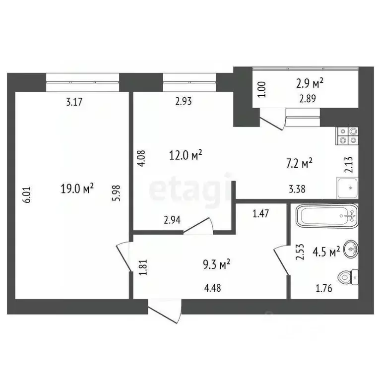 2-к кв. Башкортостан, Стерлитамакский район, Отрадовский сельсовет, с. ... - Фото 1