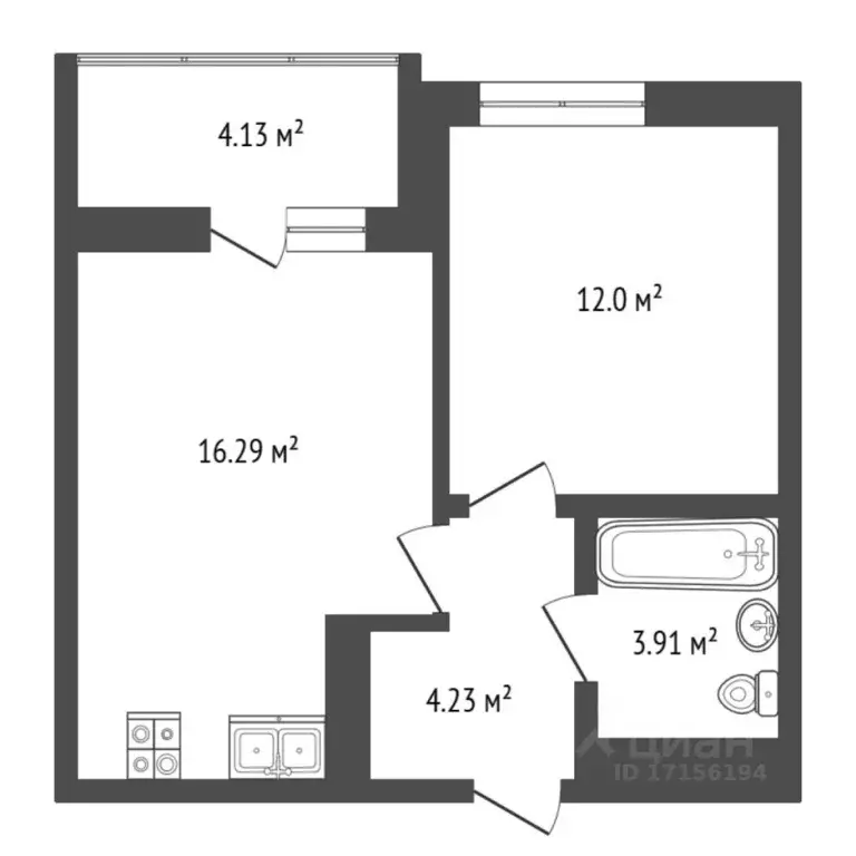 1-к кв. Тюменская область, Тюменский муниципальный округ, д. Патрушева ... - Фото 1