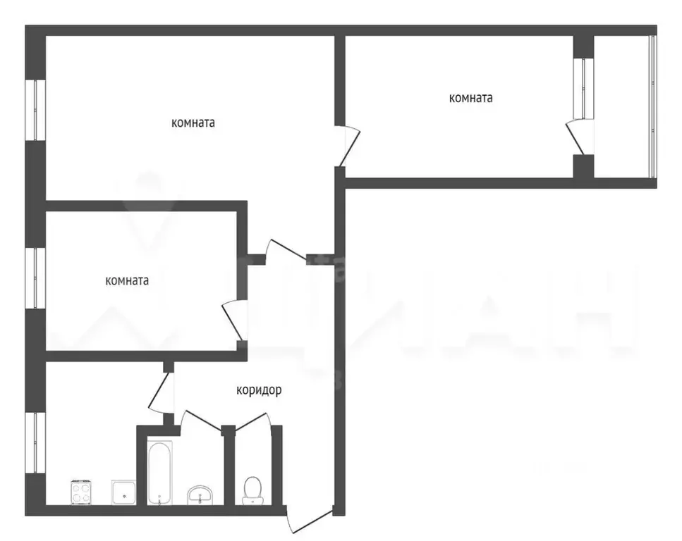 3-к кв. Хабаровский край, Хабаровск ул. Гоголя, 17 (57.6 м) - Фото 2