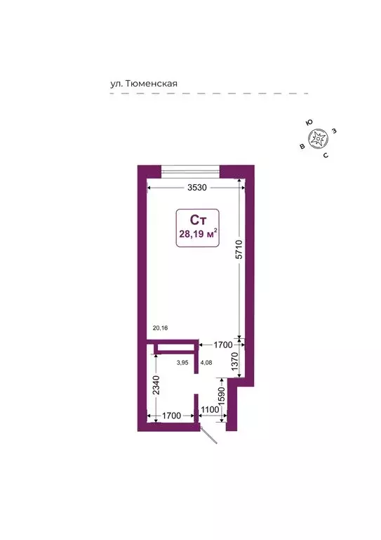 Квартира-студия: Дударева, ЖК Родина-2 (28.19 м) - Фото 1