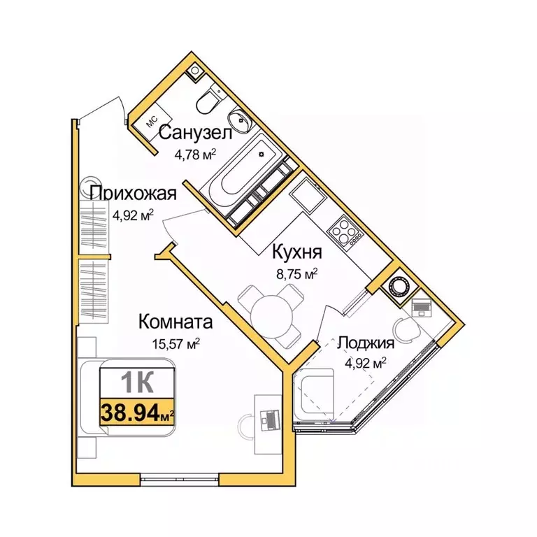 1-к кв. Крым, Симферополь Город Мира жилой комплекс (36.48 м) - Фото 0