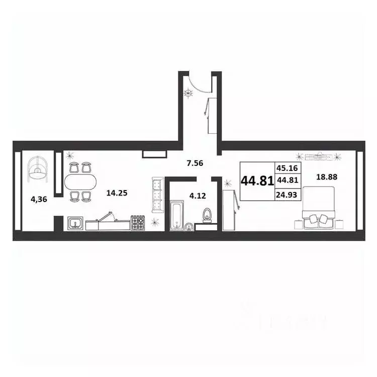 1-к кв. Новгородская область, Великий Новгород ул. Якова Павлова, 15 ... - Фото 1