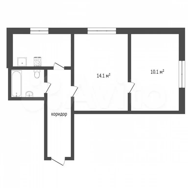 2-к. квартира, 39,7 м, 2/2 эт. - Фото 0