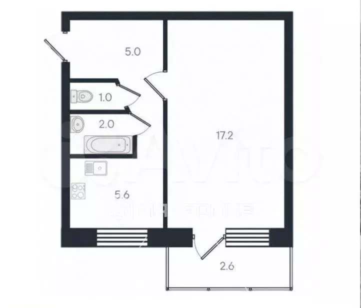 1-к. квартира, 31 м, 5/5 эт. - Фото 0