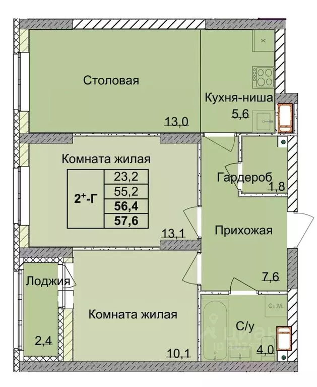 2-к кв. Нижегородская область, Нижний Новгород 1-я Оранжерейная ул. ... - Фото 0